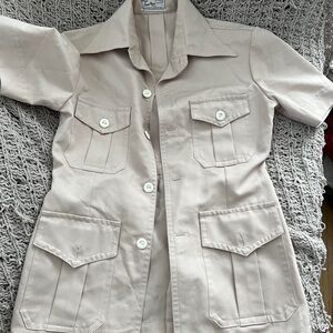 size small beige short sleeve button down